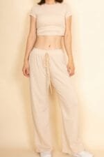 2-piece Crop Tee & Wide Leg Lounge Pants Set
