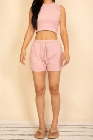 Cotton French Terry Crop Top & Shorts Set Cotton French Terry Crop Top & Shorts Set