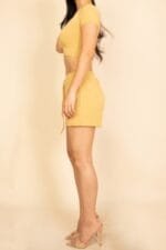 Ribbed Knit Drawstring Lounge Shorts Set