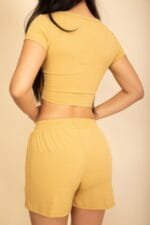 Ribbed Knit Drawstring Lounge Shorts Set