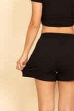 Ribbed Knit Drawstring Lounge Shorts Set