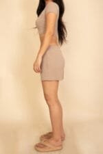 Ribbed Knit Drawstring Lounge Shorts Set