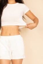 Ribbed Knit Drawstring Lounge Shorts Set