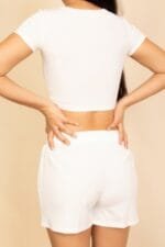 Ribbed Knit Drawstring Lounge Shorts Set