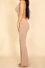 Ribbed Sleeveless Crop Top & Flared Pants Set