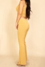 Ribbed Sleeveless Crop Top & Flared Pants Set