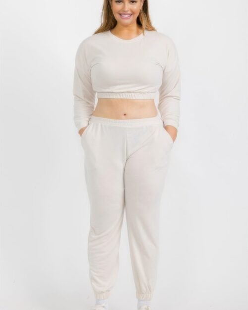 plus size sets  - french terry pullover joggers 