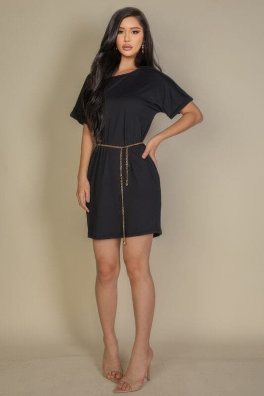Jersey Mini Dress – Side Pocket Double Folded Mini Dress