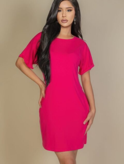 Side Pocket Double Folded Mini Dress