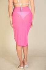 Sexy Sheer Mesh Drawstring Ruched Skirt