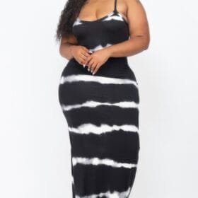 Stripe Maxi Dress - Plus Size Tie-dye Printed