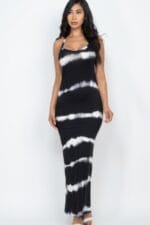 Stripe Tie-dye Printed Maxi Dress