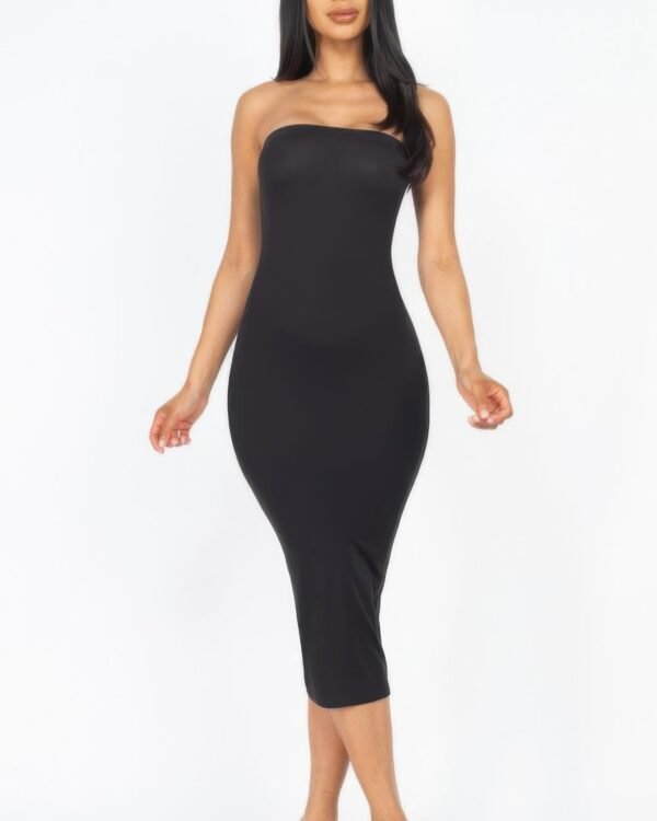 Strapless Tube Bodycon Midi Dress