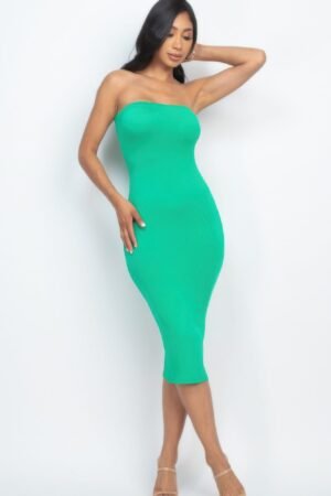 Strapless Tube Bodycon Midi Dress Strapless Tube Bodycon Midi Dress