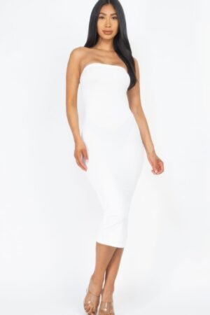 Strapless Tube Bodycon Midi Dress Strapless Tube Bodycon Midi Dress