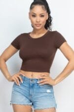 Short Sleeve Roundneck Crop Top