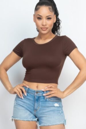 Short Sleeve Roundneck Crop Top Short Sleeve Roundneck Crop Top
