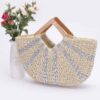 Fauxstraw Handmade Metallic Stripe Woodenhandlebag