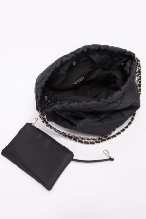 Quilted Padding Nylon Metal Chain Shoulder Bag