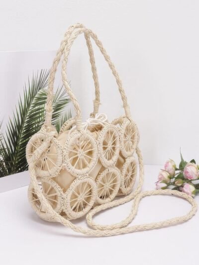 Faux Straw Multi Round Handmade Crossbody Bag Faux Straw Multi Round Handmade Crossbody Bag