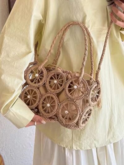 Faux Straw Multi Round Handmade Crossbody Bag Faux Straw Multi Round Handmade Crossbody Bag