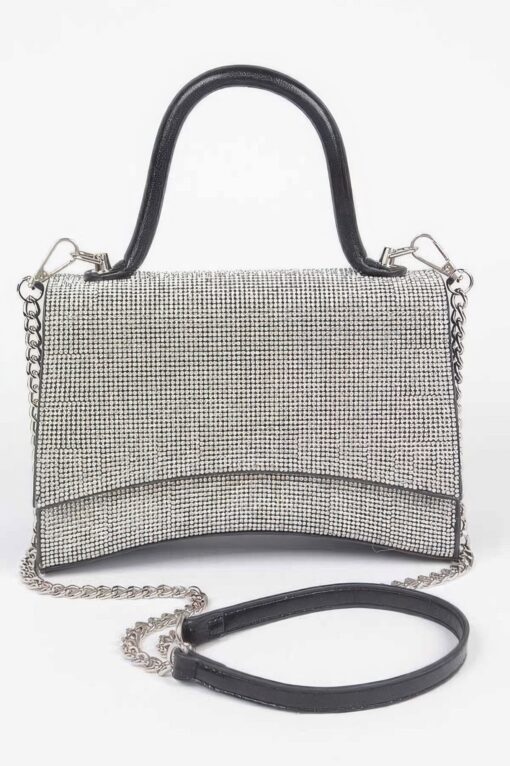 Rhinestone Top Handle Flap Bag - Image 2