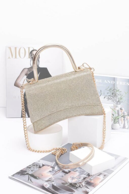 Rhinestone Top Handle Flap Bag - Image 3