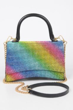 Rhinestone Top Handle Flap Bag