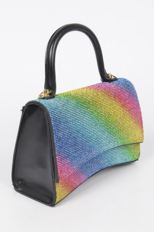 Rhinestone Top Handle Flap Bag - Image 6