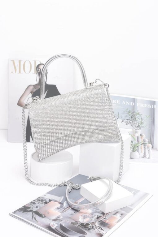 Rhinestone Top Handle Flap Bag - Image 7
