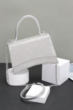 Rhinestone Top Handle Flap Bag