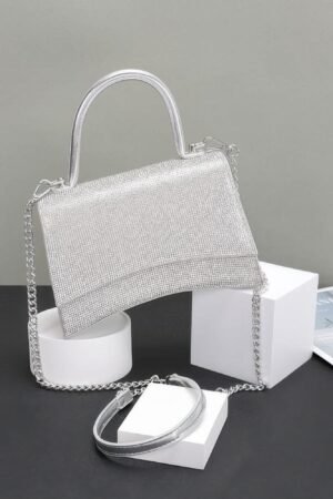 Rhinestone Top Handle Flap Bag