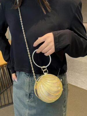Rhinestone Round Party Clutch