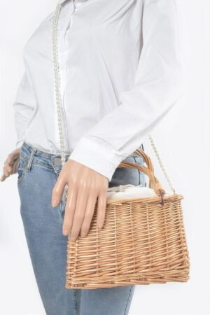 Bamboo Clutch W Faux Pearl Strap Bamboo Clutch W Faux Pearl Strap