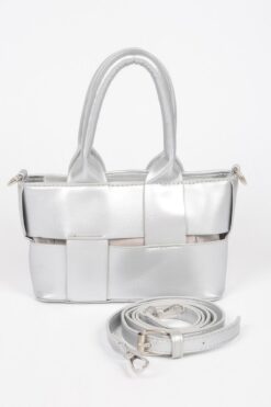 Faux Leather Braided Small Tote Bag