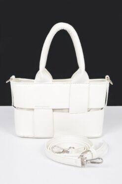 Faux Leather Braided Small Tote Bag