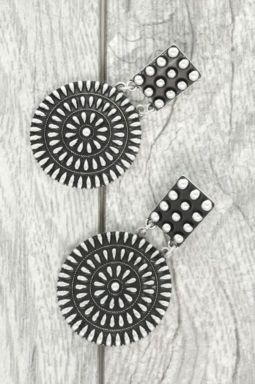Western Round Disc Concho Earrings