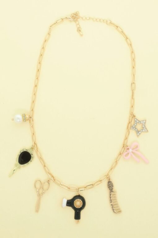 Hair Stylist Theme Charm Necklace