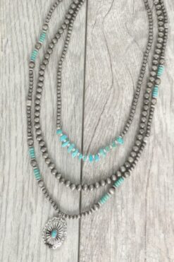 Western Floral Pendant Necklace Set