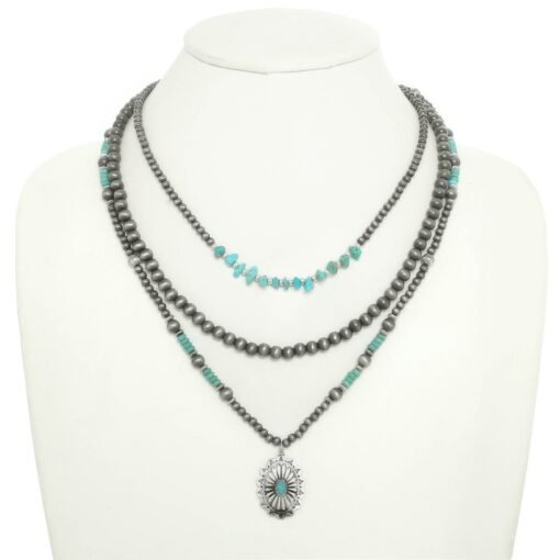 Western Floral Pendant Necklace Set
