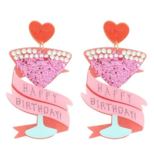 Happy Birthday Post Dangle Earrings