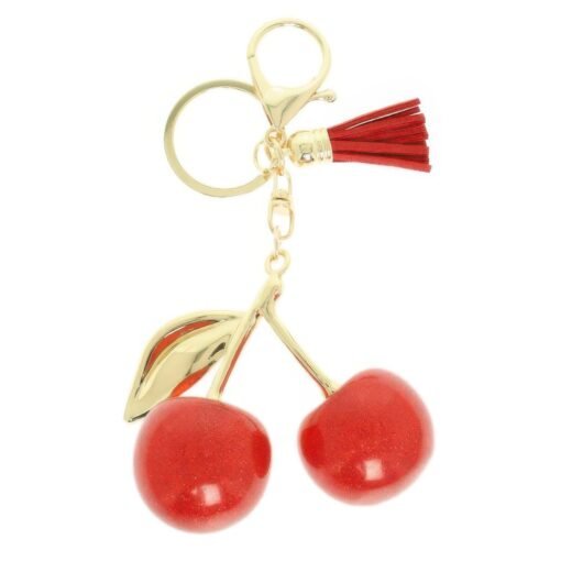 Synthetic Resin Cherry Keychain