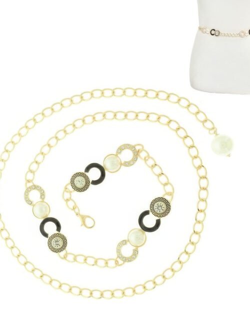 Fashionista Greek Key Jeweled Chain Link Belt