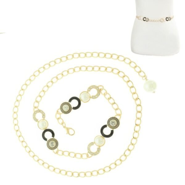 Fashionista Greek Key Jeweled Chain Link Belt