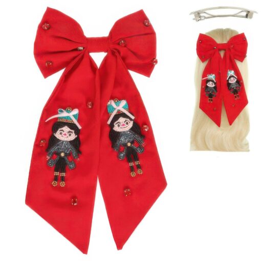 Christmas Nutcracker Dame Bow Barrette Hair Clip - Image 2