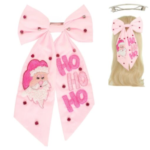 Christmas Santas Hohoho Bow Barrette Hair Clip - Image 2