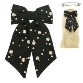 Gane Day Jeweled Baseball Bow Barrette Hair Clip