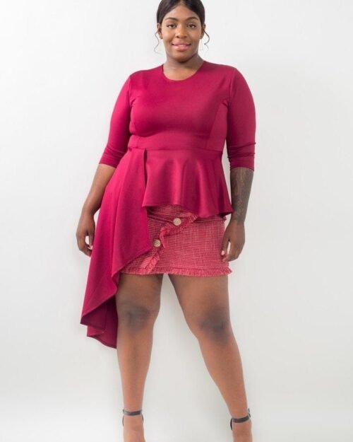Plus Size Asymmetrical Plume Blouse