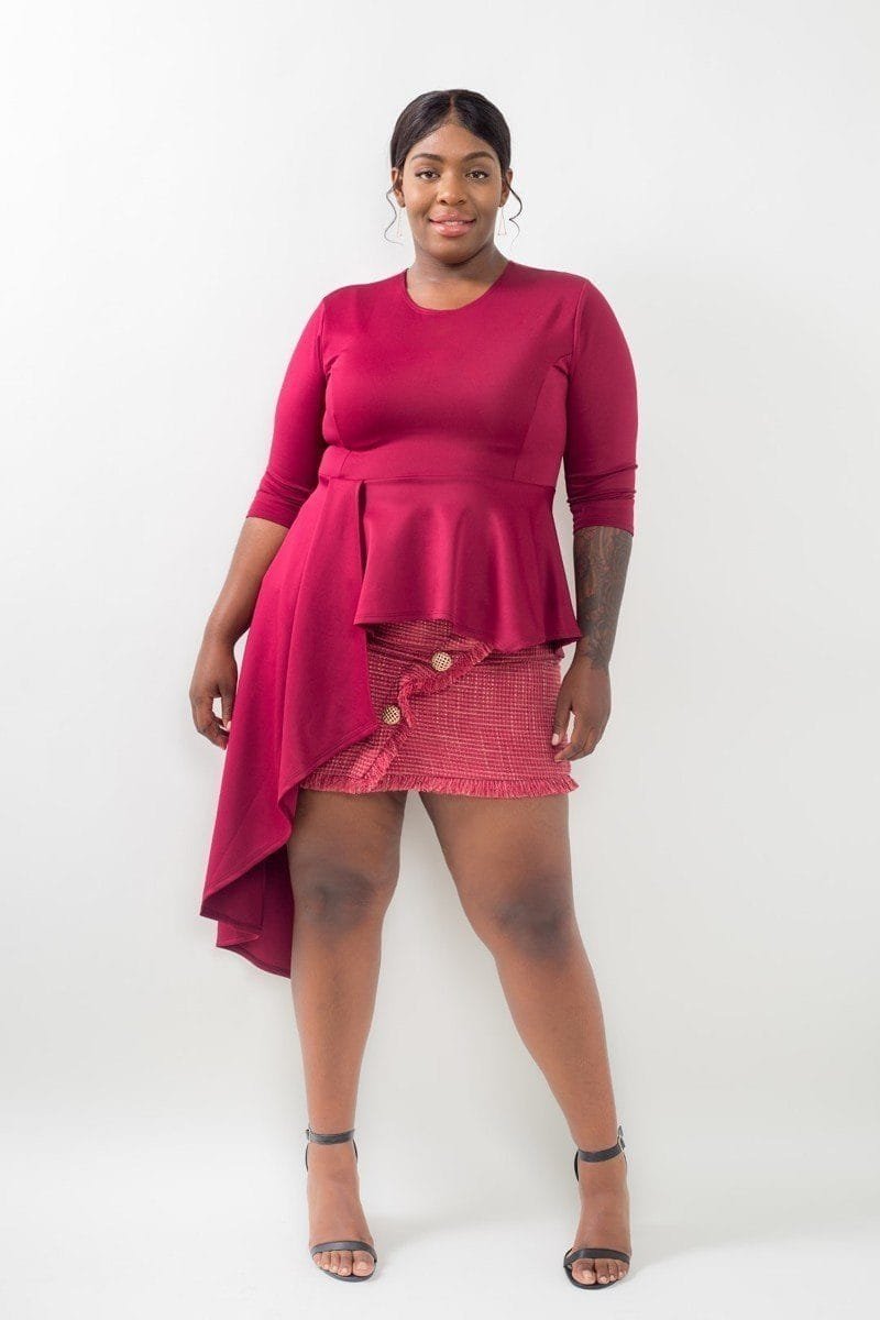 CC40203.jpg Plus Size Asymmetrical Plume Blouse