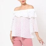 Polka Dot Sheer Off Shoulder Top